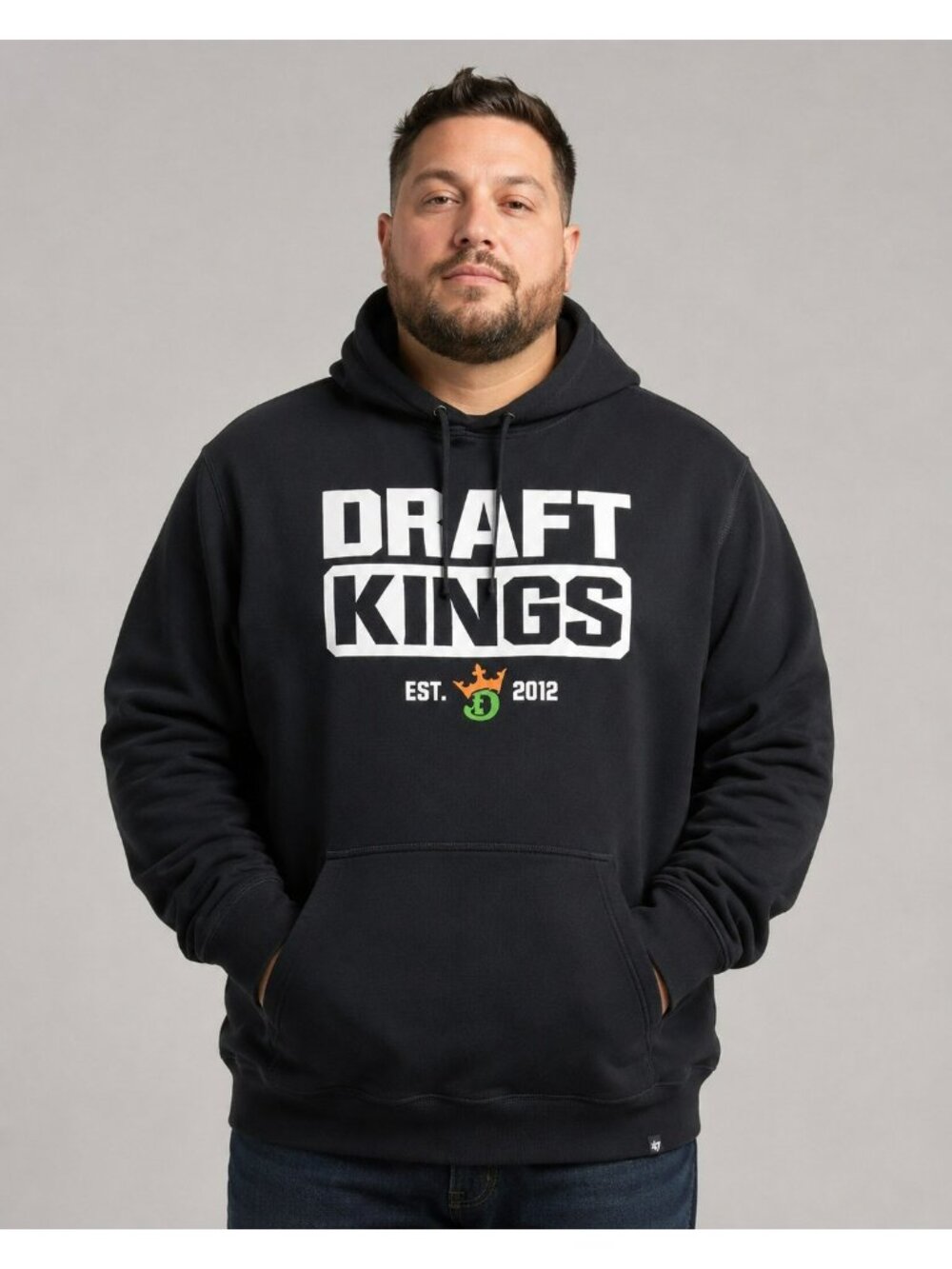 ’47 BRAND DRAFTKINGS HOODIE MEN’S XXL BLACK PULLOVER SPORTS BETTING LOGO